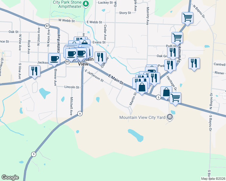map of restaurants, bars, coffee shops, grocery stores, and more near 208 Ferren Avenue in Mountain View