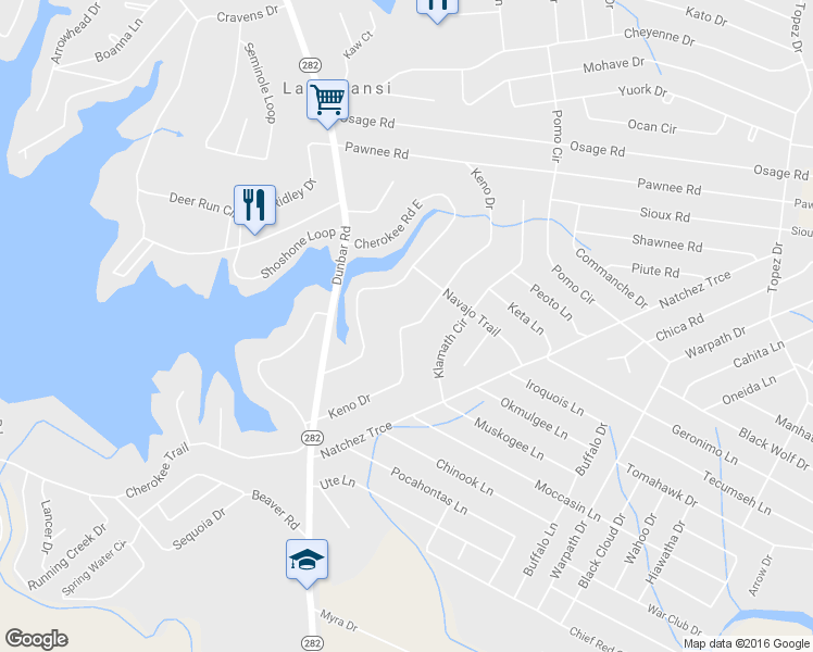 map of restaurants, bars, coffee shops, grocery stores, and more near 2114 Keno Drive in Crossville