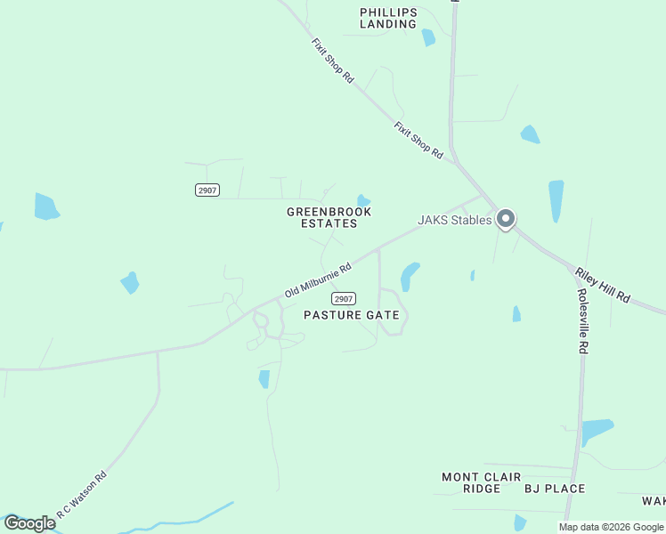 map of restaurants, bars, coffee shops, grocery stores, and more near 5301 Old Milburnie Road in Wendell