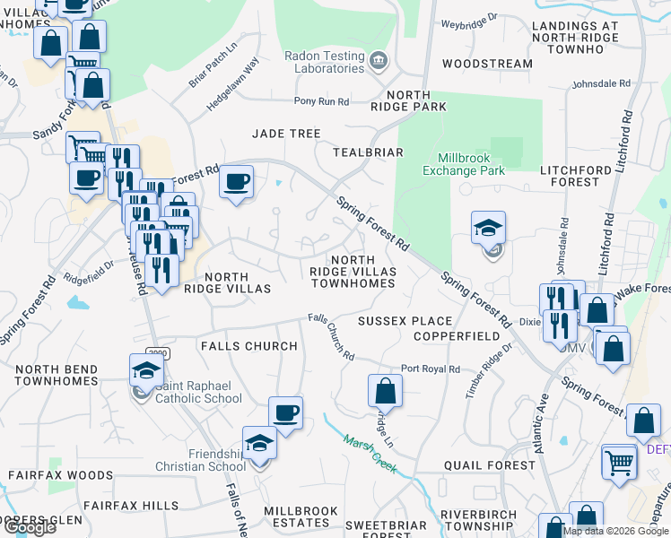 map of restaurants, bars, coffee shops, grocery stores, and more near 1567 Laureldale Drive in Raleigh