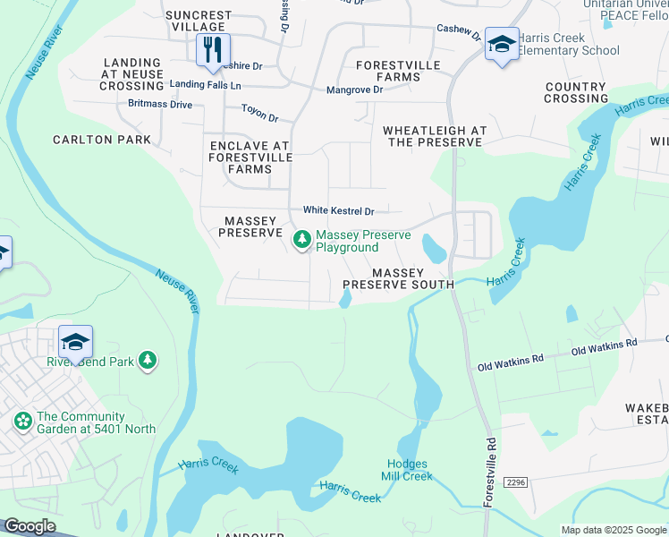 map of restaurants, bars, coffee shops, grocery stores, and more near 3432 Vireo Court in Raleigh