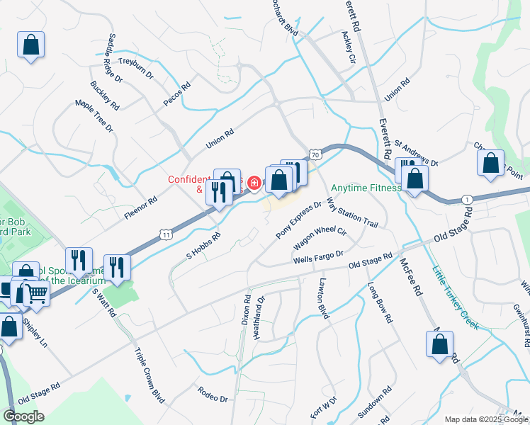 map of restaurants, bars, coffee shops, grocery stores, and more near 12637 Pony Express Drive in Knoxville