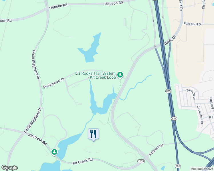 map of restaurants, bars, coffee shops, grocery stores, and more near 7001 Development Drive in Morrisville