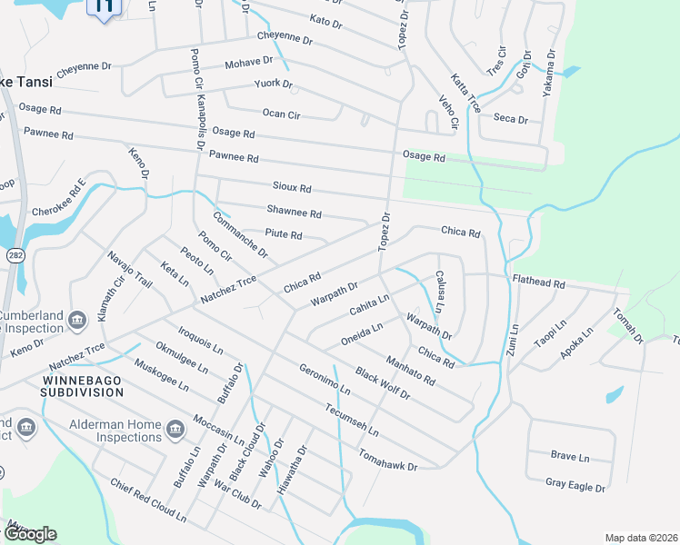 map of restaurants, bars, coffee shops, grocery stores, and more near 3215 Warpath Drive in Crossville