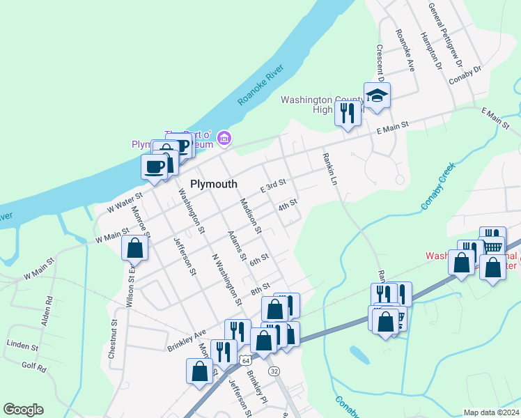 map of restaurants, bars, coffee shops, grocery stores, and more near 105 Little Ct in Plymouth