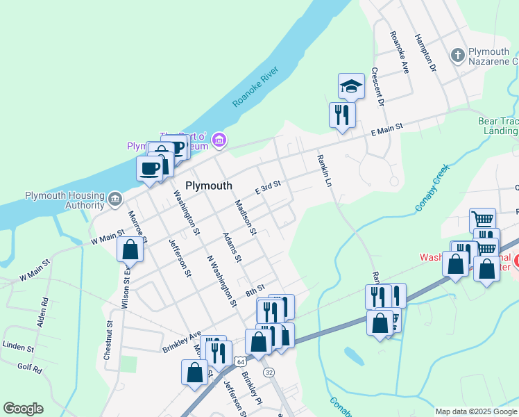 map of restaurants, bars, coffee shops, grocery stores, and more near 115 Little Court in Plymouth