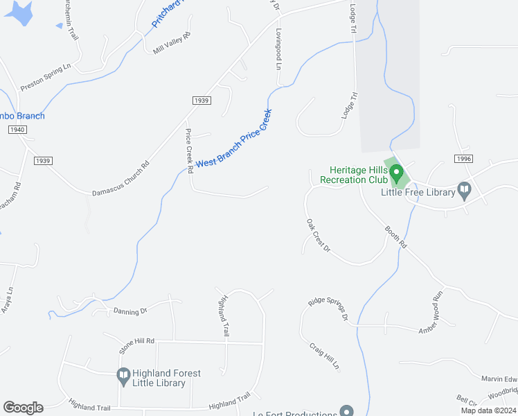 map of restaurants, bars, coffee shops, grocery stores, and more near 2017 Price Creek Road in Chapel Hill