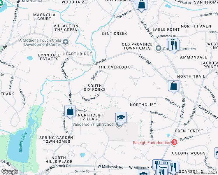 map of restaurants, bars, coffee shops, grocery stores, and more near 6027 Stratton Place in Raleigh