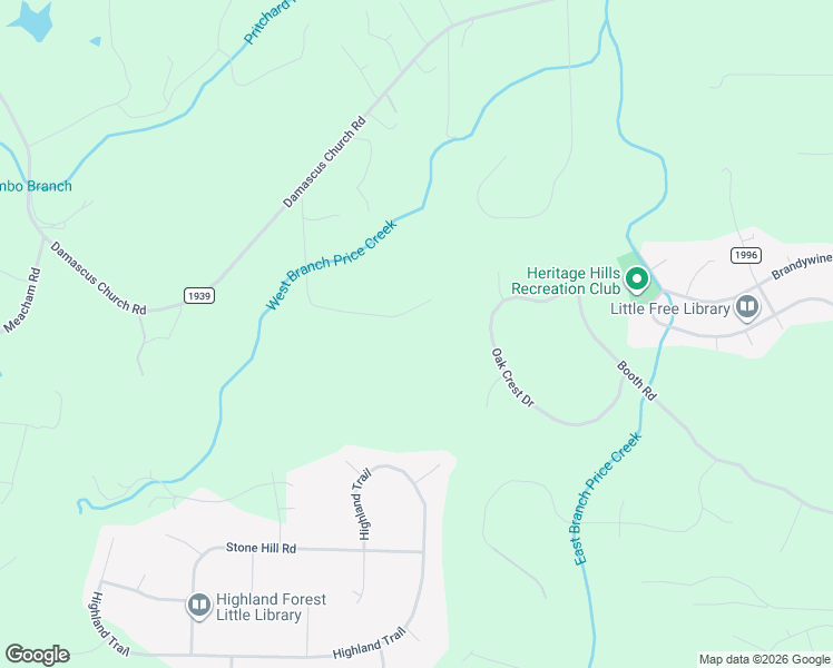 map of restaurants, bars, coffee shops, grocery stores, and more near 2017 Price Creek Road in Chapel Hill