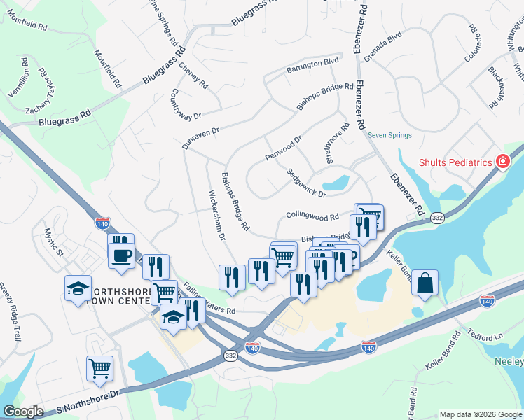 map of restaurants, bars, coffee shops, grocery stores, and more near 1934 Penwood Drive in Knoxville
