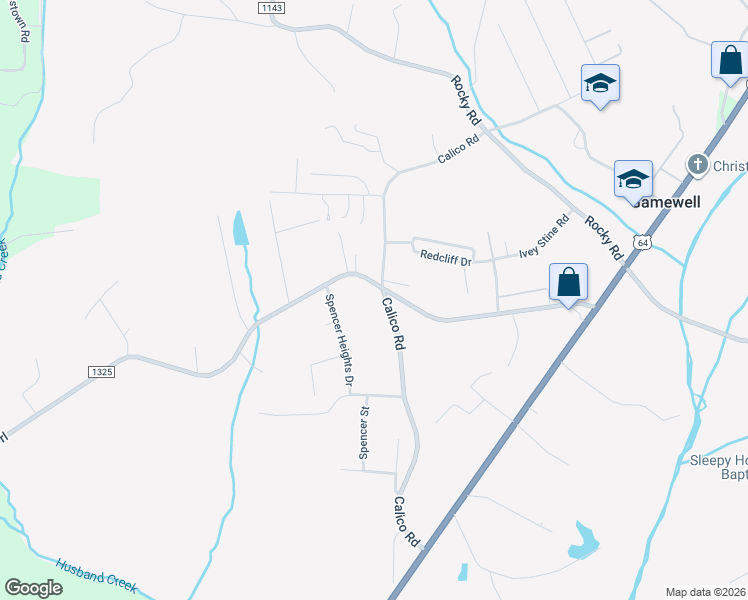 map of restaurants, bars, coffee shops, grocery stores, and more near 4498 Hartland Road in Lenoir
