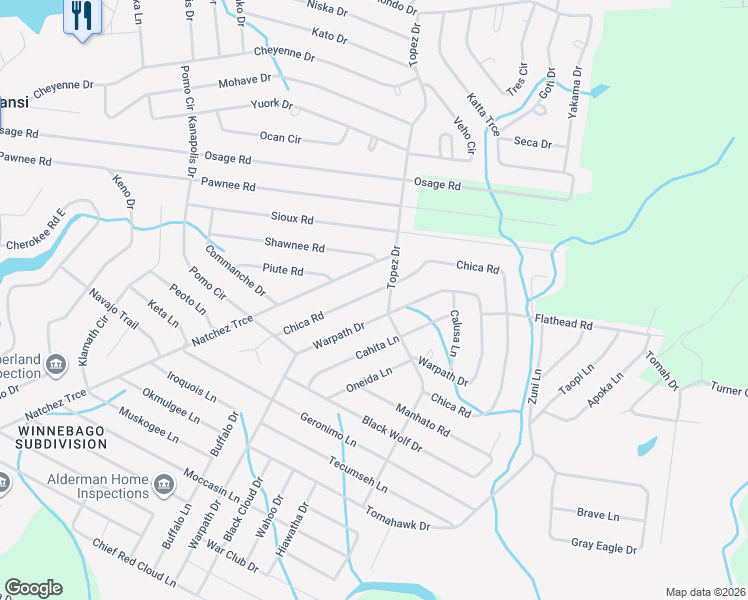 map of restaurants, bars, coffee shops, grocery stores, and more near 4035 Chica Road in Crossville