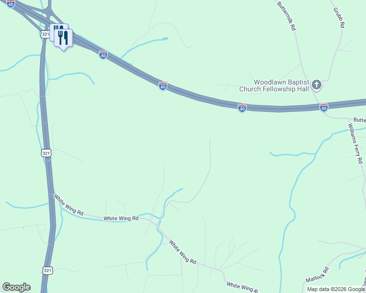 map of restaurants, bars, coffee shops, grocery stores, and more near Interstate 40 in Lenoir City