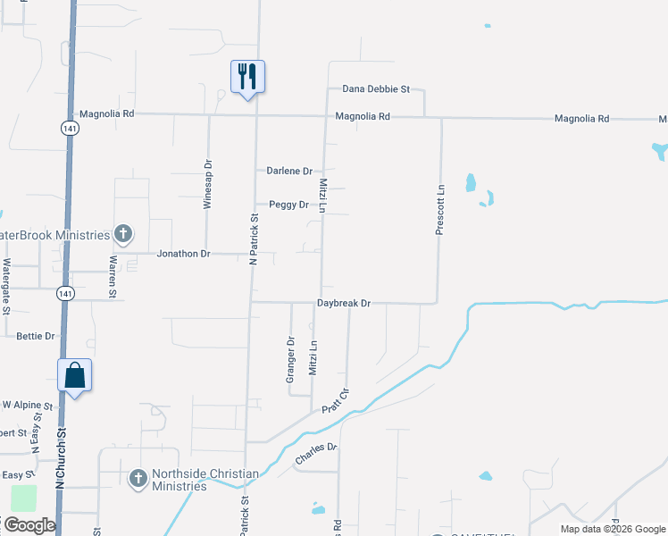 map of restaurants, bars, coffee shops, grocery stores, and more near 1806 Mitzi Lane in Jonesboro