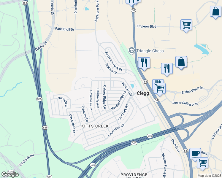 map of restaurants, bars, coffee shops, grocery stores, and more near 1089 Semora Lane in Morrisville