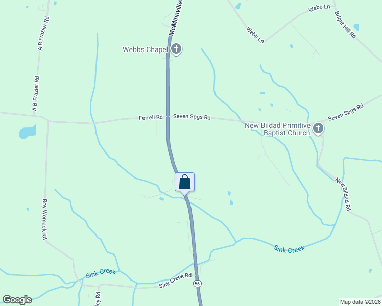 map of restaurants, bars, coffee shops, grocery stores, and more near 6935 McMinnville Highway in Smithville