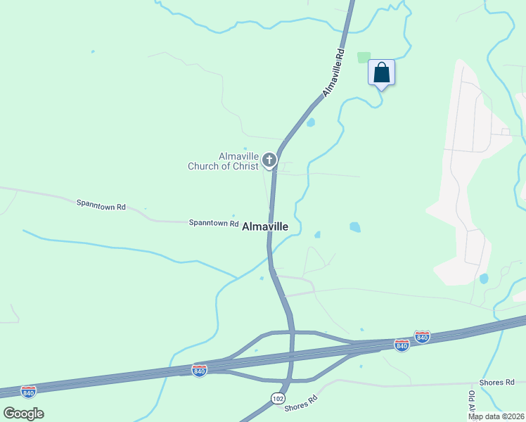 map of restaurants, bars, coffee shops, grocery stores, and more near 7860 Almaville Road in Arrington