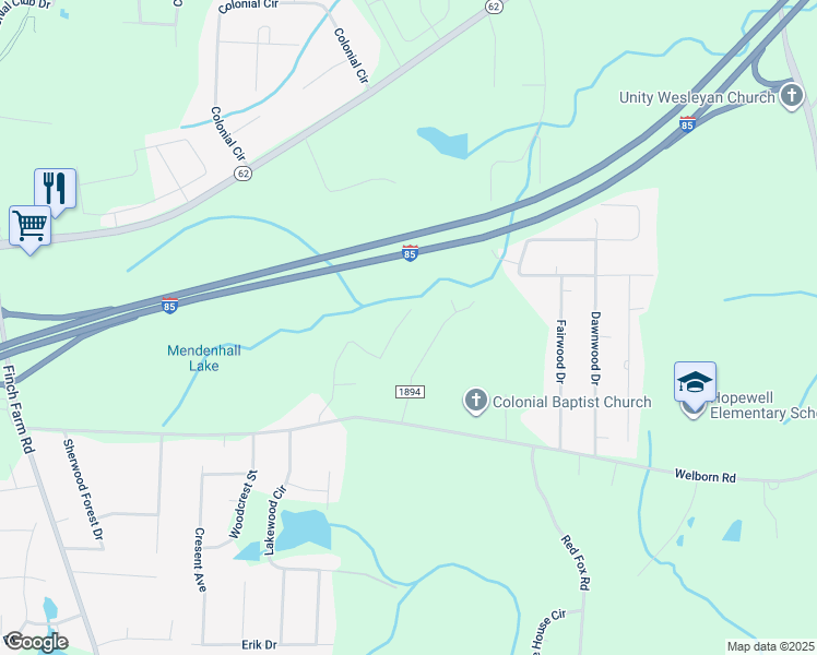 map of restaurants, bars, coffee shops, grocery stores, and more near 4352 Forest Manor Drive in Trinity