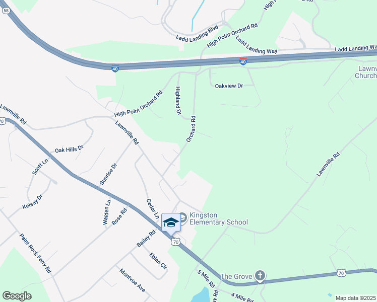 map of restaurants, bars, coffee shops, grocery stores, and more near 148 Orchard Road in Kingston