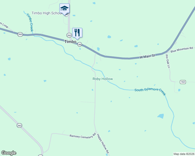 map of restaurants, bars, coffee shops, grocery stores, and more near 360 Happy Hollow Road in Timbo