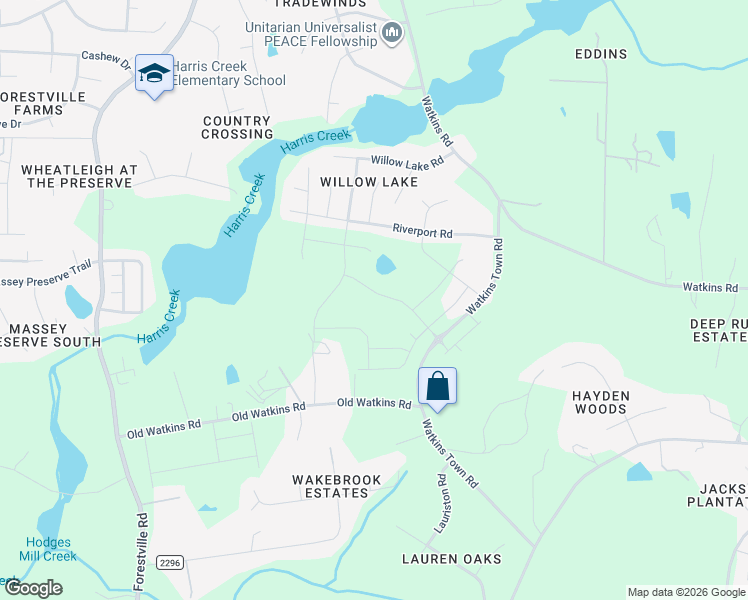map of restaurants, bars, coffee shops, grocery stores, and more near 3029 Watkins Town Road in Raleigh