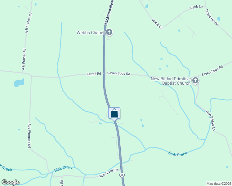 map of restaurants, bars, coffee shops, grocery stores, and more near 6935 McMinnville Highway in Smithville