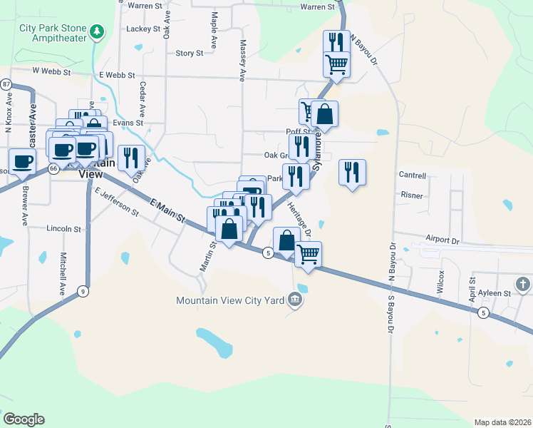 map of restaurants, bars, coffee shops, grocery stores, and more near 206 Sylamore Avenue in Mountain View