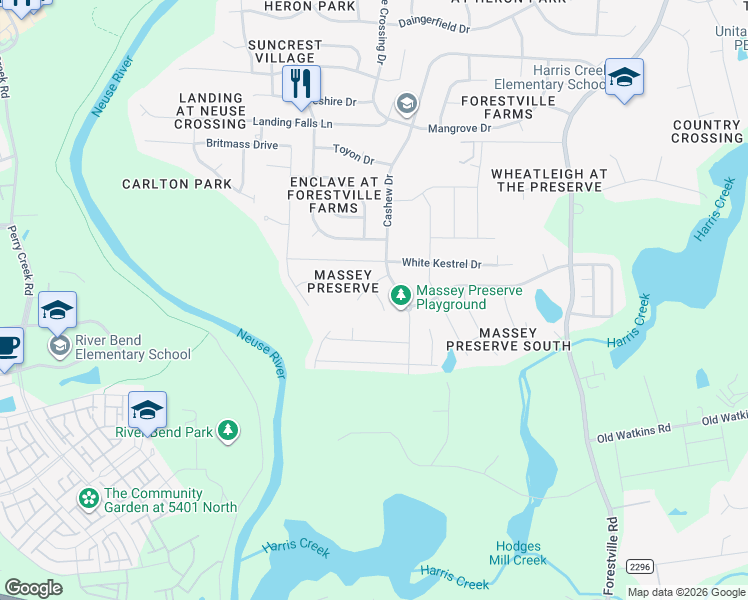 map of restaurants, bars, coffee shops, grocery stores, and more near 3911 Big Pond Court in Raleigh