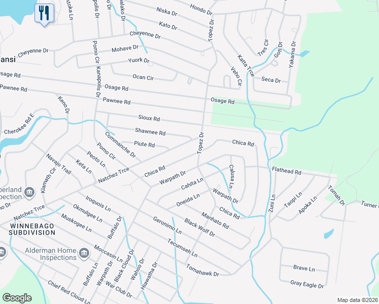 map of restaurants, bars, coffee shops, grocery stores, and more near 4035 Chica Road in Crossville