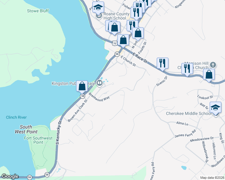 map of restaurants, bars, coffee shops, grocery stores, and more near 3002 Brentwood Court in Kingston
