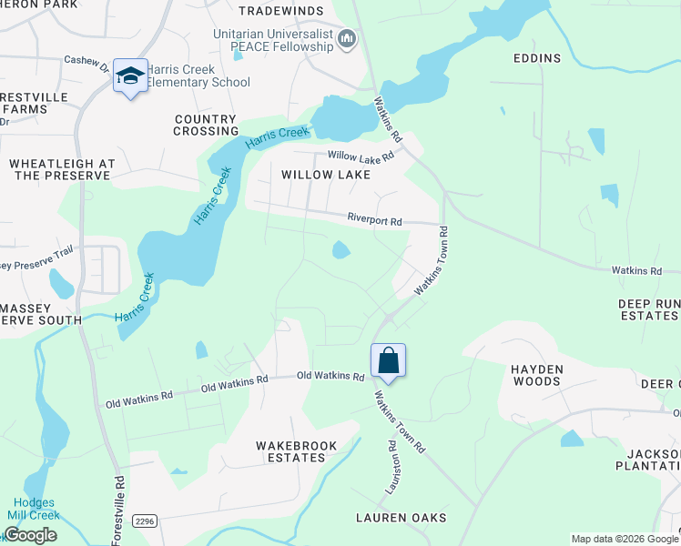map of restaurants, bars, coffee shops, grocery stores, and more near 3029 Watkins Town Road in Raleigh