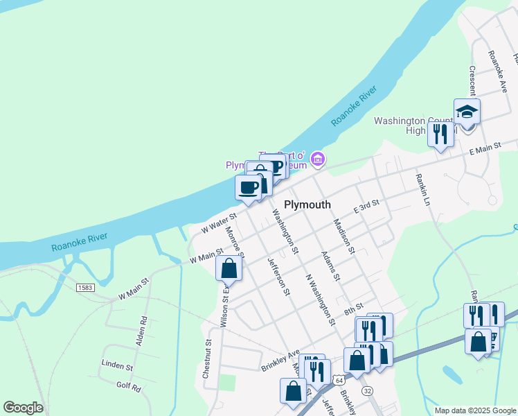 map of restaurants, bars, coffee shops, grocery stores, and more near 112 West Water Street in Plymouth