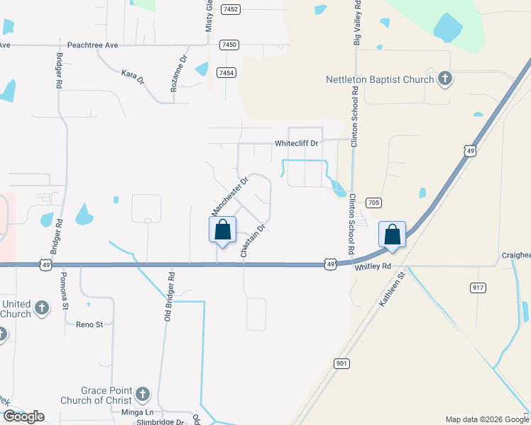 map of restaurants, bars, coffee shops, grocery stores, and more near 2305 Chastain Drive in Jonesboro