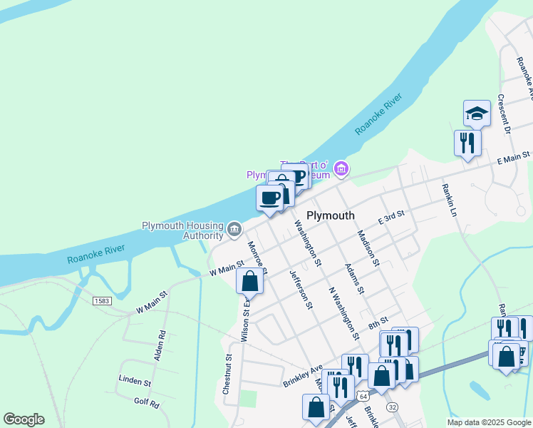 map of restaurants, bars, coffee shops, grocery stores, and more near 112 W Water St in Plymouth