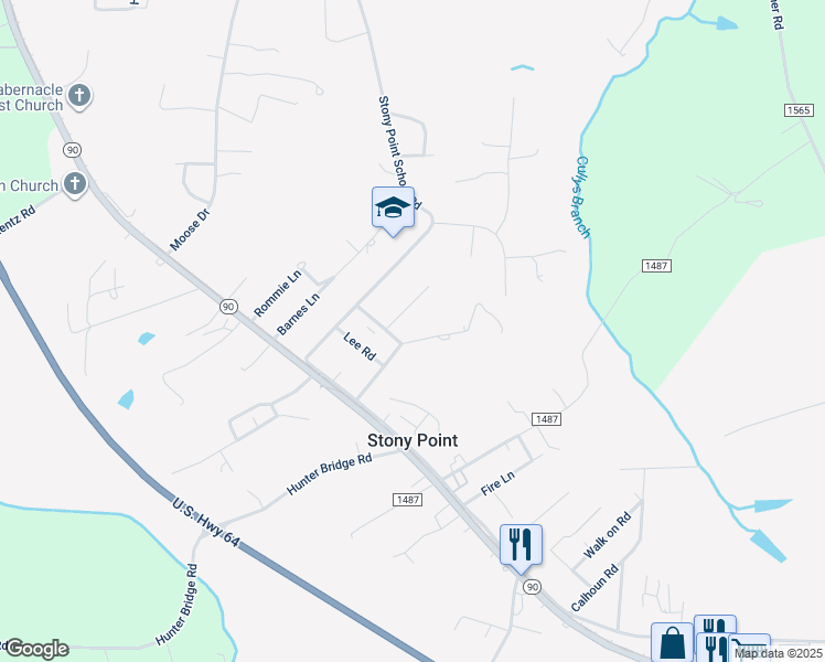 map of restaurants, bars, coffee shops, grocery stores, and more near Lodge Hall Court in Stony Point