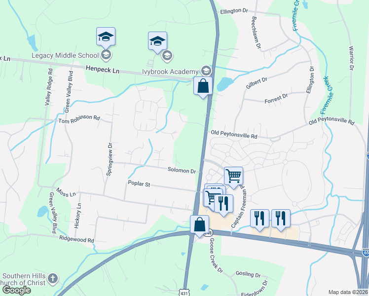 map of restaurants, bars, coffee shops, grocery stores, and more near 1308 Lewisburg Pike in Franklin