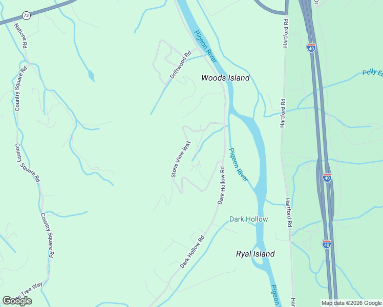 map of restaurants, bars, coffee shops, grocery stores, and more near 2188 Stone View Way in Cosby