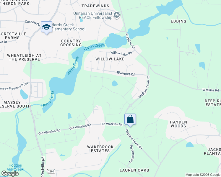 map of restaurants, bars, coffee shops, grocery stores, and more near 3029 Watkins Town Road in Raleigh