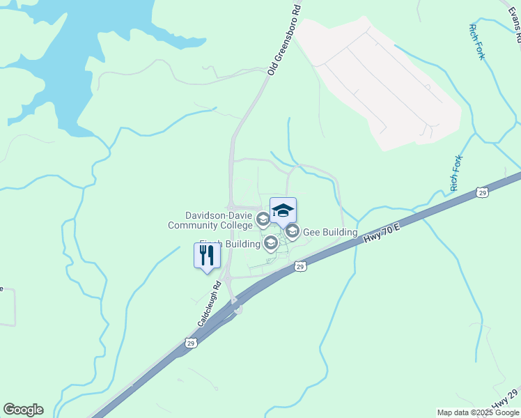 map of restaurants, bars, coffee shops, grocery stores, and more near 297 Davidson Community College Road in Thomasville