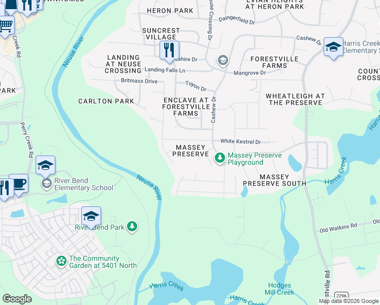 map of restaurants, bars, coffee shops, grocery stores, and more near 3911 Big Pond Court in Raleigh