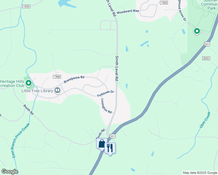 map of restaurants, bars, coffee shops, grocery stores, and more near 102 Brandywine Road in Chapel Hill