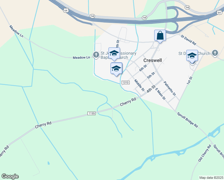 map of restaurants, bars, coffee shops, grocery stores, and more near in Creswell