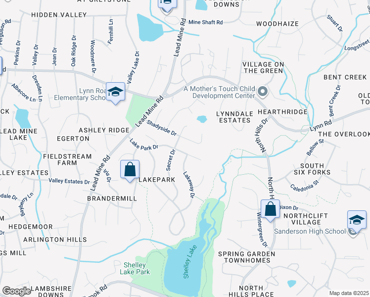 map of restaurants, bars, coffee shops, grocery stores, and more near 1504 Lakepark Drive in Raleigh