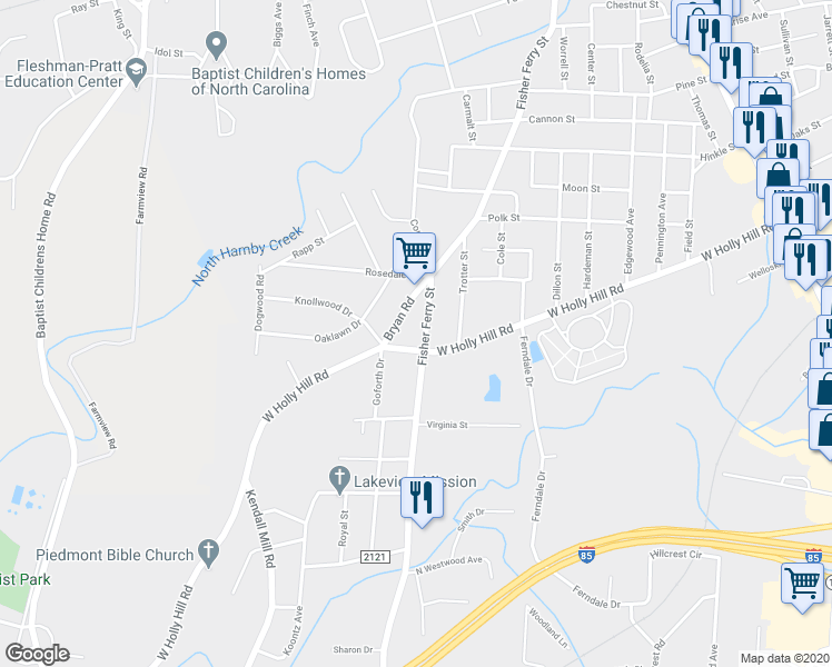 map of restaurants, bars, coffee shops, grocery stores, and more near 811 Bryan Road in Thomasville