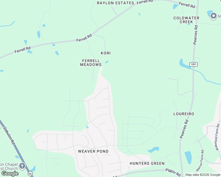 map of restaurants, bars, coffee shops, grocery stores, and more near 500 Rose Creek Ct in Zebulon