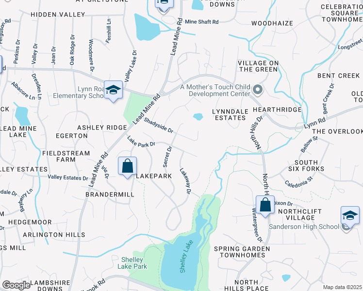 map of restaurants, bars, coffee shops, grocery stores, and more near 1504 Lakepark Drive in Raleigh