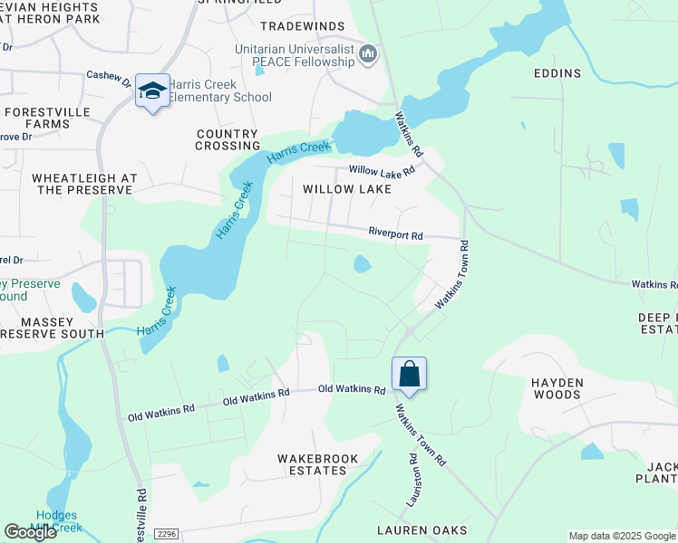 map of restaurants, bars, coffee shops, grocery stores, and more near 4309 Laurel Pond Way in Raleigh