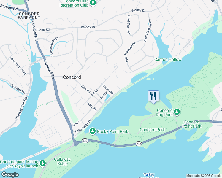 map of restaurants, bars, coffee shops, grocery stores, and more near 1100 Spring Street in Knoxville