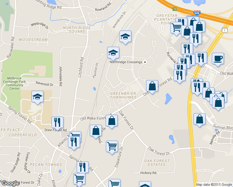 map of restaurants, bars, coffee shops, grocery stores, and more near 137 Times Drive in Raleigh
