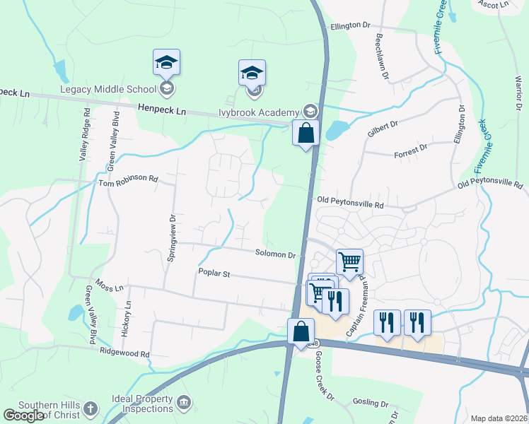 map of restaurants, bars, coffee shops, grocery stores, and more near 3212 Windward Lane in Franklin